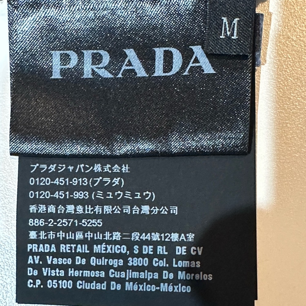 Prada Mens Nylon Pocket Logo T Shirt Medium Navy Blue Cotton Short Sleeve-MINT! - Picture 6 of 6